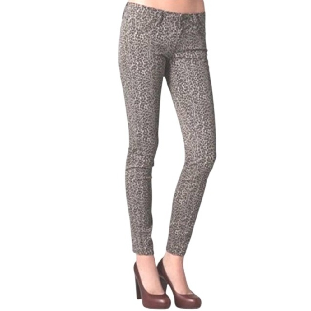 Paige | Denim Grey Leopard Print Skinny Jeans Animal Print Stretch Jeans | 27